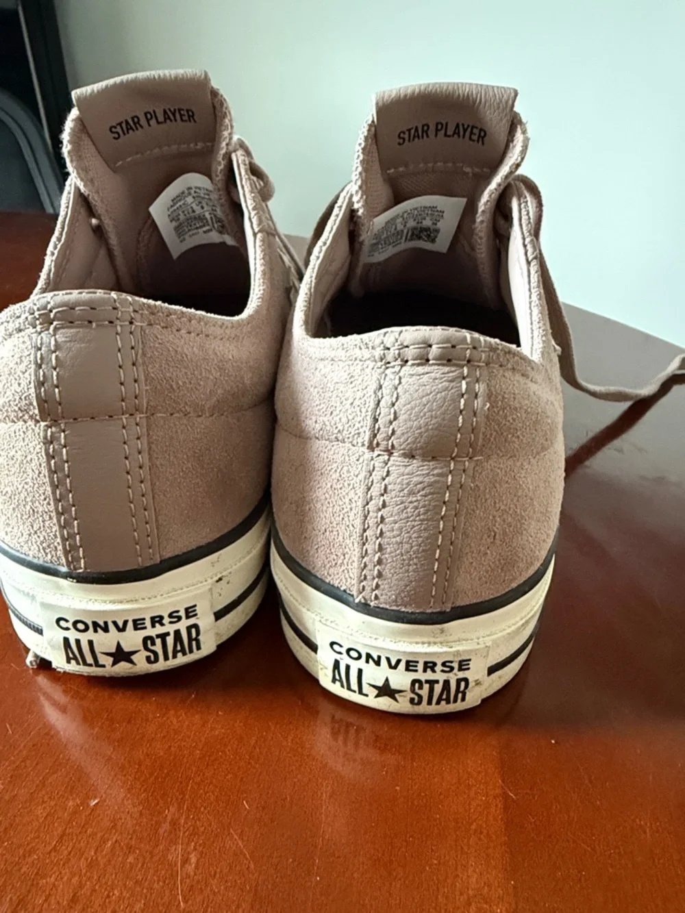 Converse Low Top Suede Sneakers in Dusty Pink and White - Picture 2 of 3